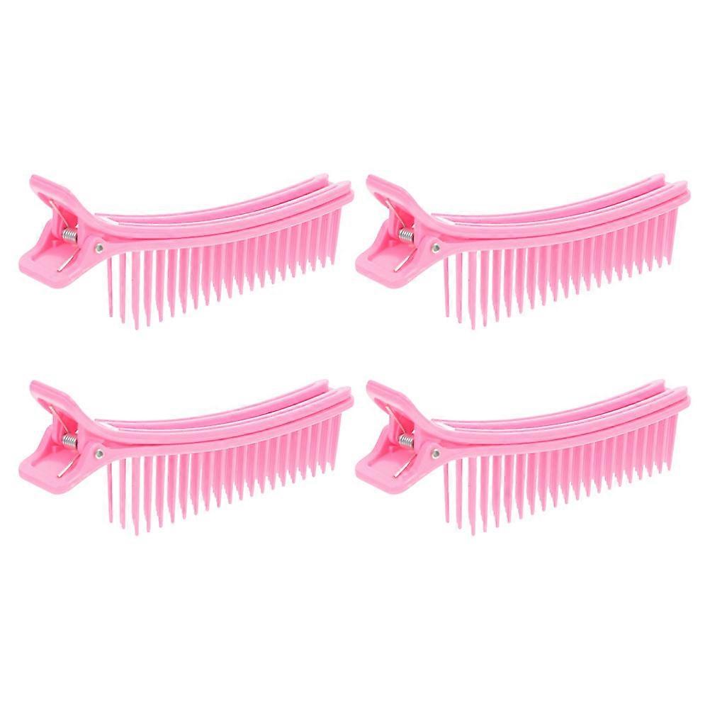 Hair Partition Clips For Hair Coloring With Claw Shape Design Pink 14.20X3.00X2.30CM Sectioning 4Pcs