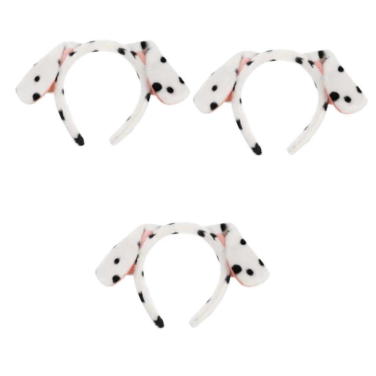 Pack of 3 Puppy Headband Dog Hat Dalmatian Ears Plush Bandana White X 3