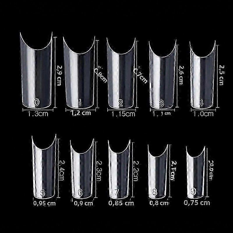 Extra Long Square False Nails, 500pcs Clear C Curve Full Coverage Tips for Professional Manicure Use