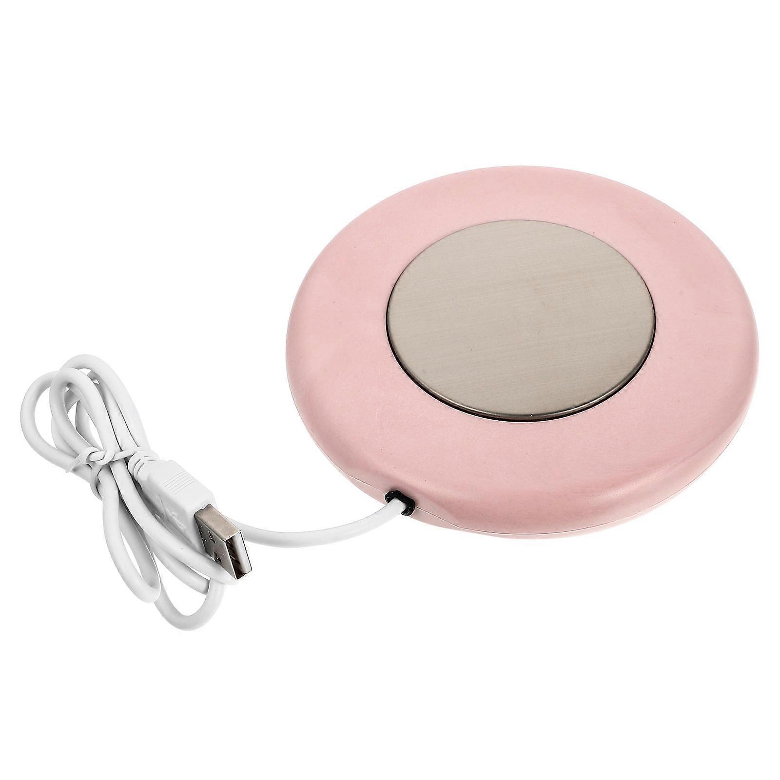 Pink USB Mug Warmer Heating Coaster Thermostatic Cup Mat for Home Use Aluminum Alloy 55℃ Temperature Control