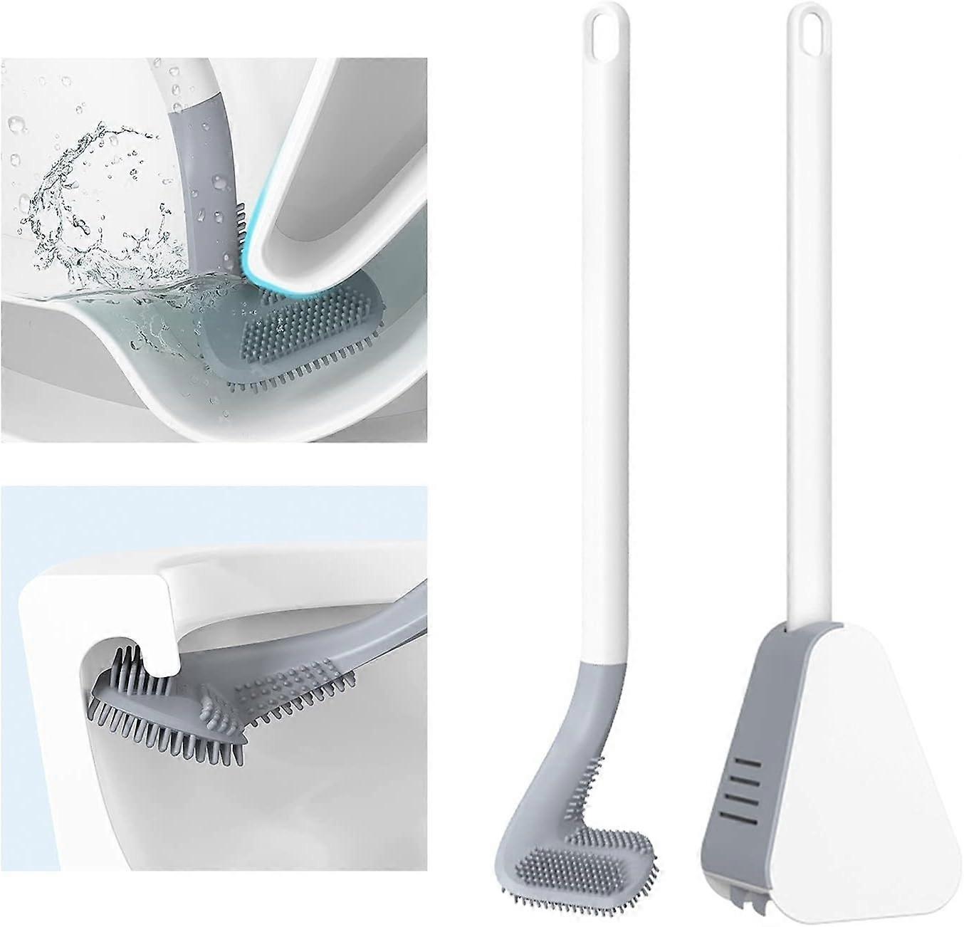 Toilet Brushes and Holders Golf Silicone Toilet Brush Long Handled Toilet Brush Toilet Brushes and Holders for Bathroom White HG