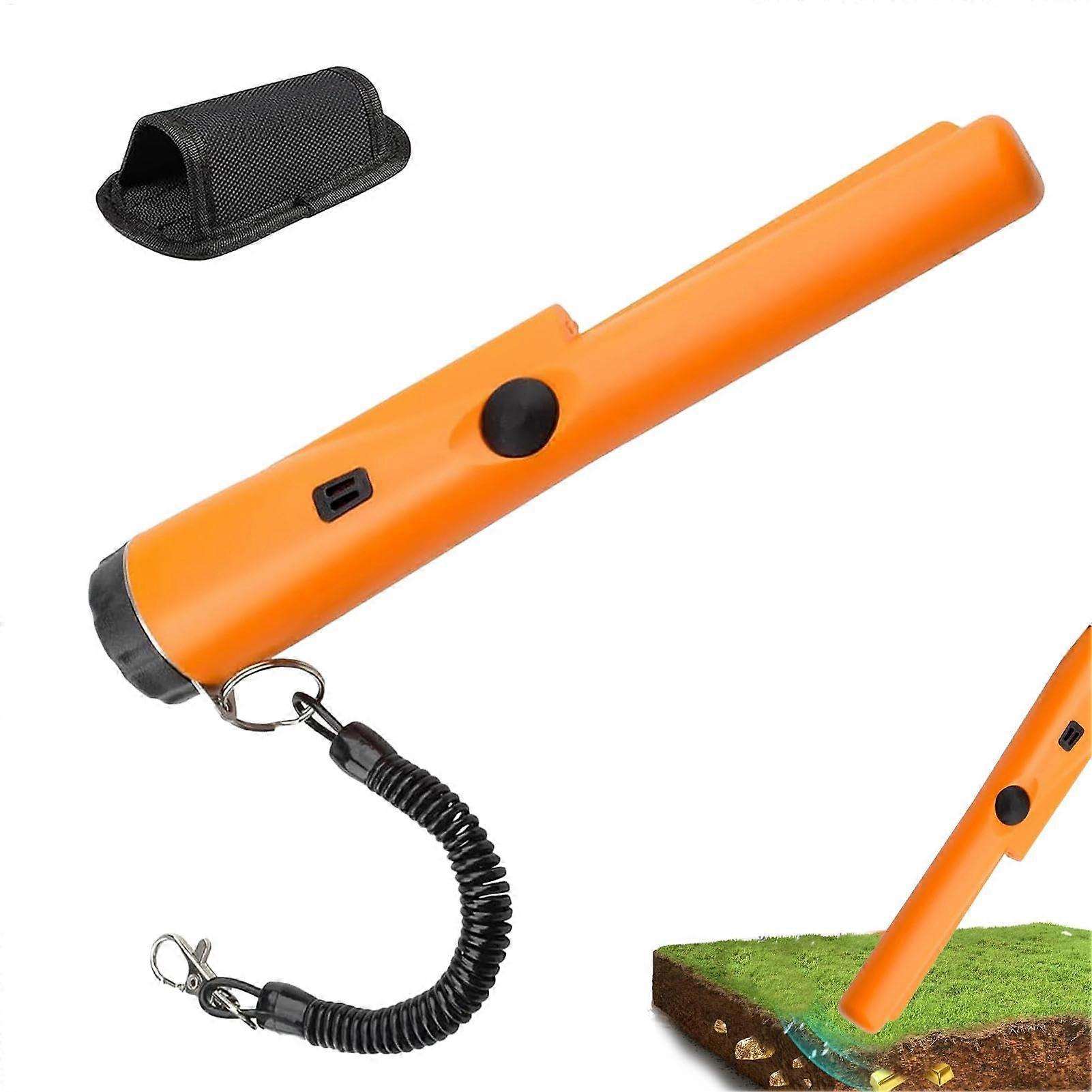 Portable Metal Detector, Waterproof Detection Wand, Professional Search Tool with Holster for Indoor Outdoor Use, Orange