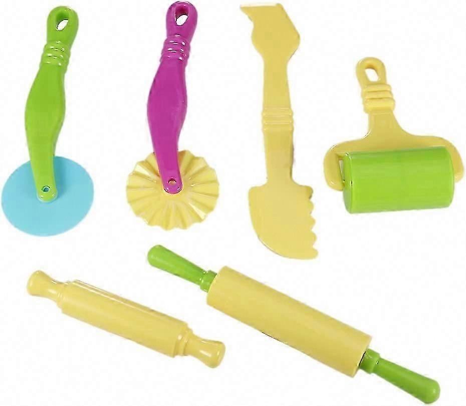 6pcs Plastic Clay & Dough Play Tool Set for Kids 3+ Years, Random Colors