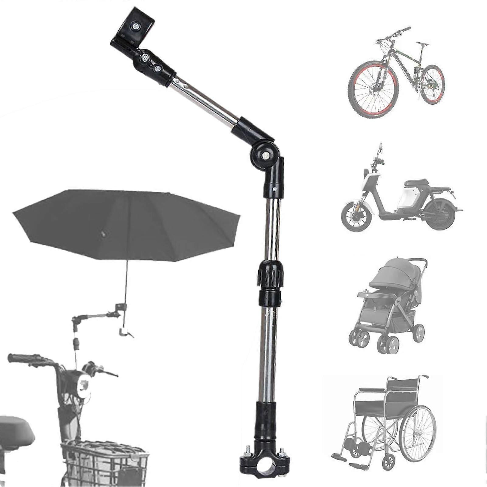Wheelchair Umbrella Holder Assembly, Clamp-On Compact Attachment For Wheelchairs And Pushchairs, Outdoor Accessory