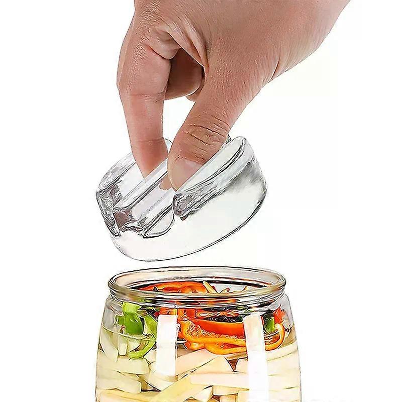 Fermentation Glass Weight with Easy Grip Handle Heavy Glass Fermenting Lid for Jar Pickle Pickling Crock Kimchi