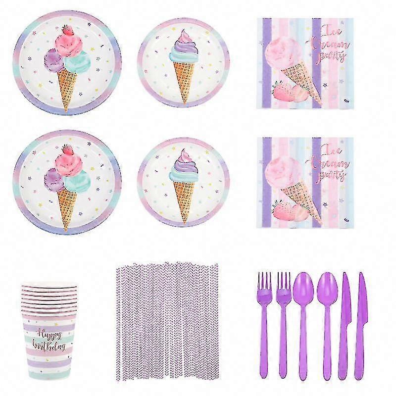 1set Ice Cream Cart Party Tableware