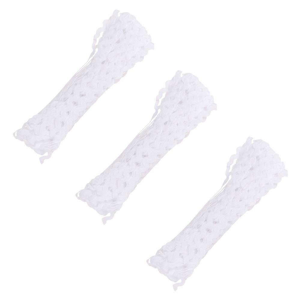 Wavy Trim Ribbon 3Pcs White Durable Polyester for Decorative Use