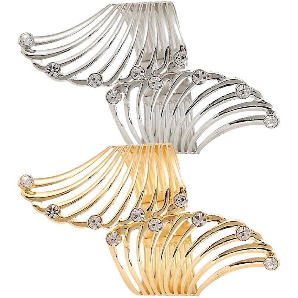 Opening Bangle Hollow Shape Jewelry for Girls Assorted Color Alloy Adjustable Length 2Pcs