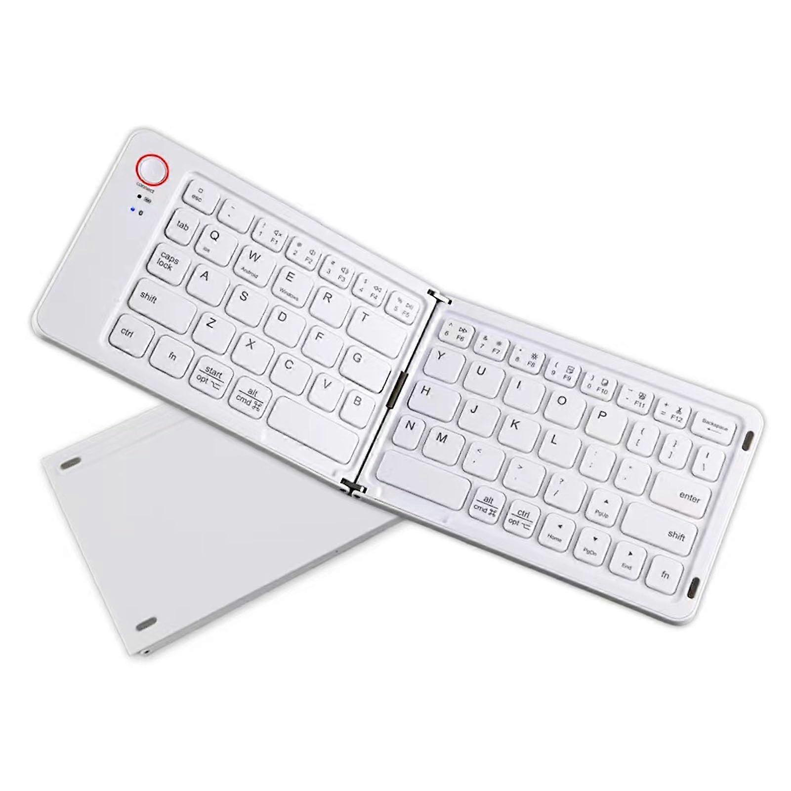 Foldable Bluetooth Keyboard 67Keys Wireless Travel Keyboard With Stand White For Phone Tablet Laptop
