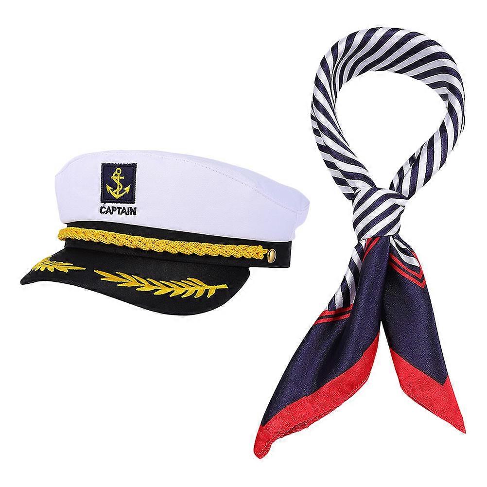 a polished and engaging product description based on your input:
** Captain Hat and Scarf Set – Nautical Costume Accessories for Men and