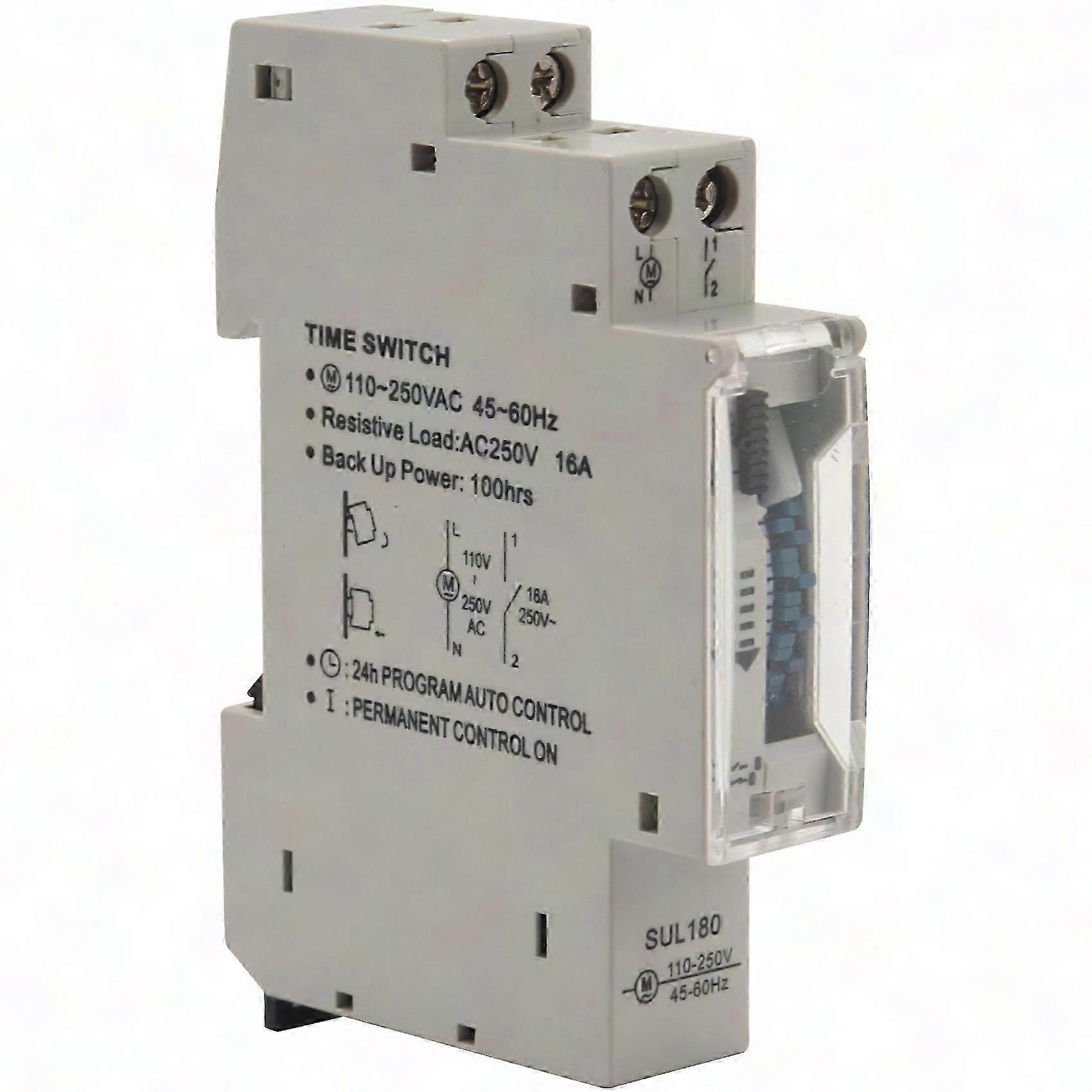 SUL180a 15-Minute DIN Rail Mechanical Timer, 24-Hour Programmable