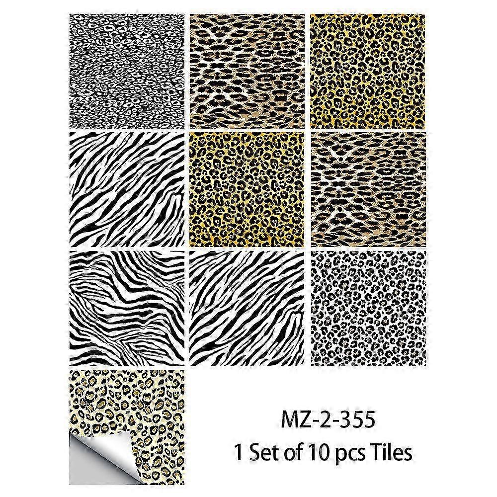 10 Sheets Self Adhesive Wall Tiles for Kitchen and Bathroom Backsplash, 30 x 30 cm,Leopard Patterns