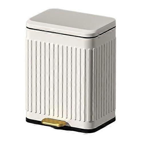Retro Stainless Steel Trash Can with SoftClose Lid, StepOpen, Fingerprint Proof, 6/13L White