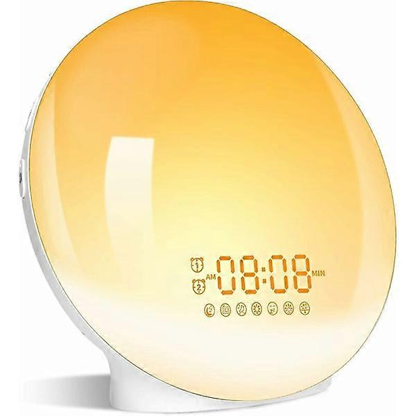 Analog Sunset Alarm Clock with Electronic LED Radio Alarm Clock, Bedside Lamp