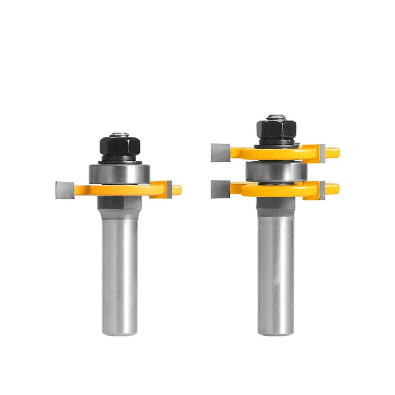 Router Bits Set: Tongue Groove And TSlot Milling Cutter, 2Pcs, Shank Sizes 6mm/6.35mm/8mm/12mm, For Woodworking