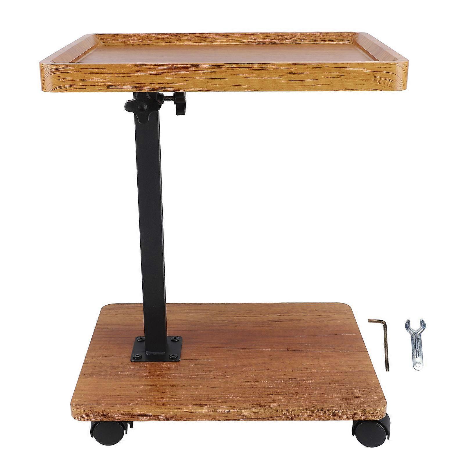 Slide Under Sofa Tray Table 360 Casters Multifunctional Small C Shaped Side Table for Living Room