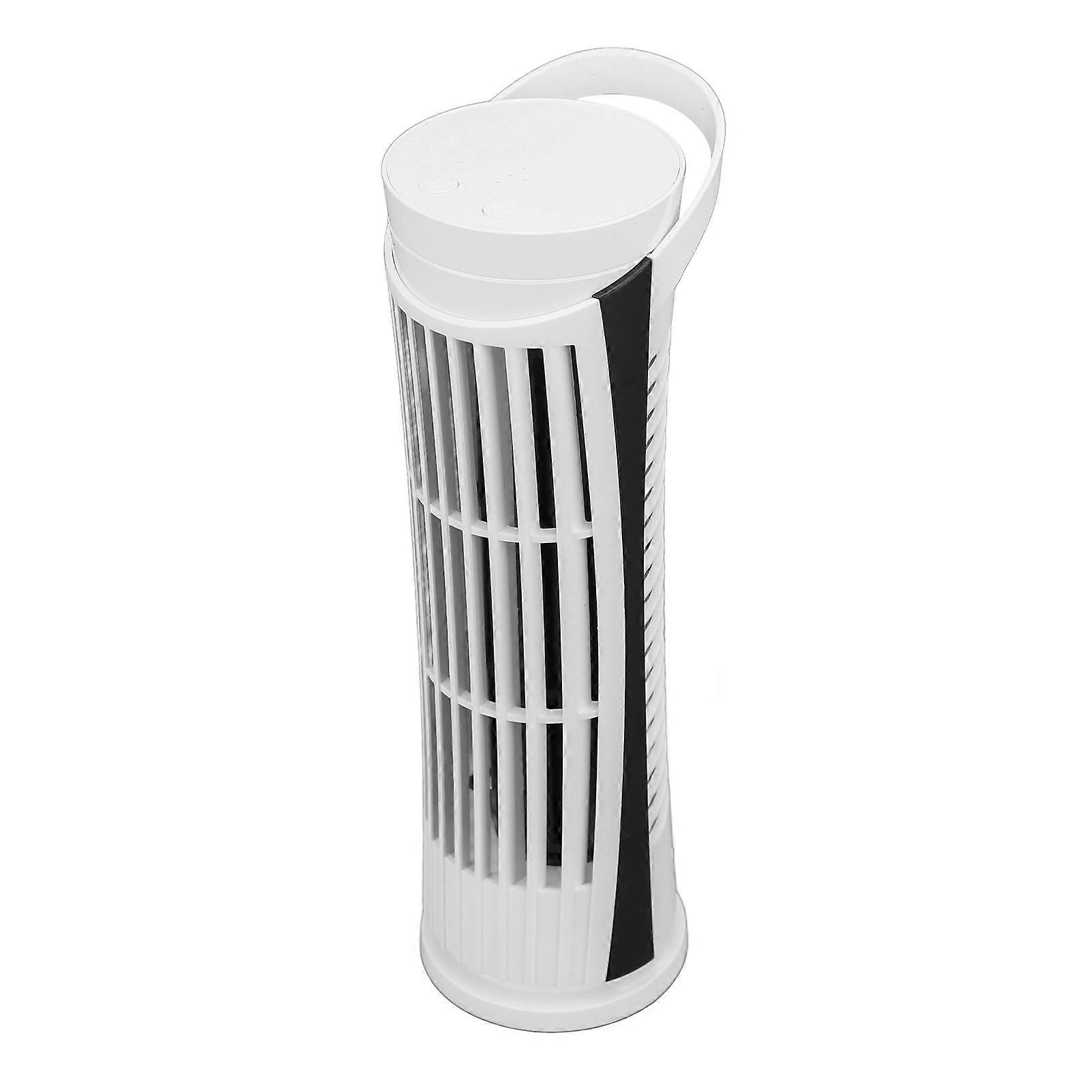 USB Bladeless Tower Fan 2 Speeds 2 Lights White 7.5x26cm