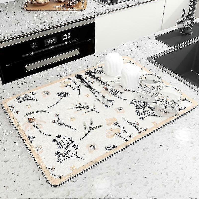 Quick-Dry Kitchen Sink Mat, Super Absorbent Dish Drainer Pad, Non-Slip Counter Mat for Drying and Draining