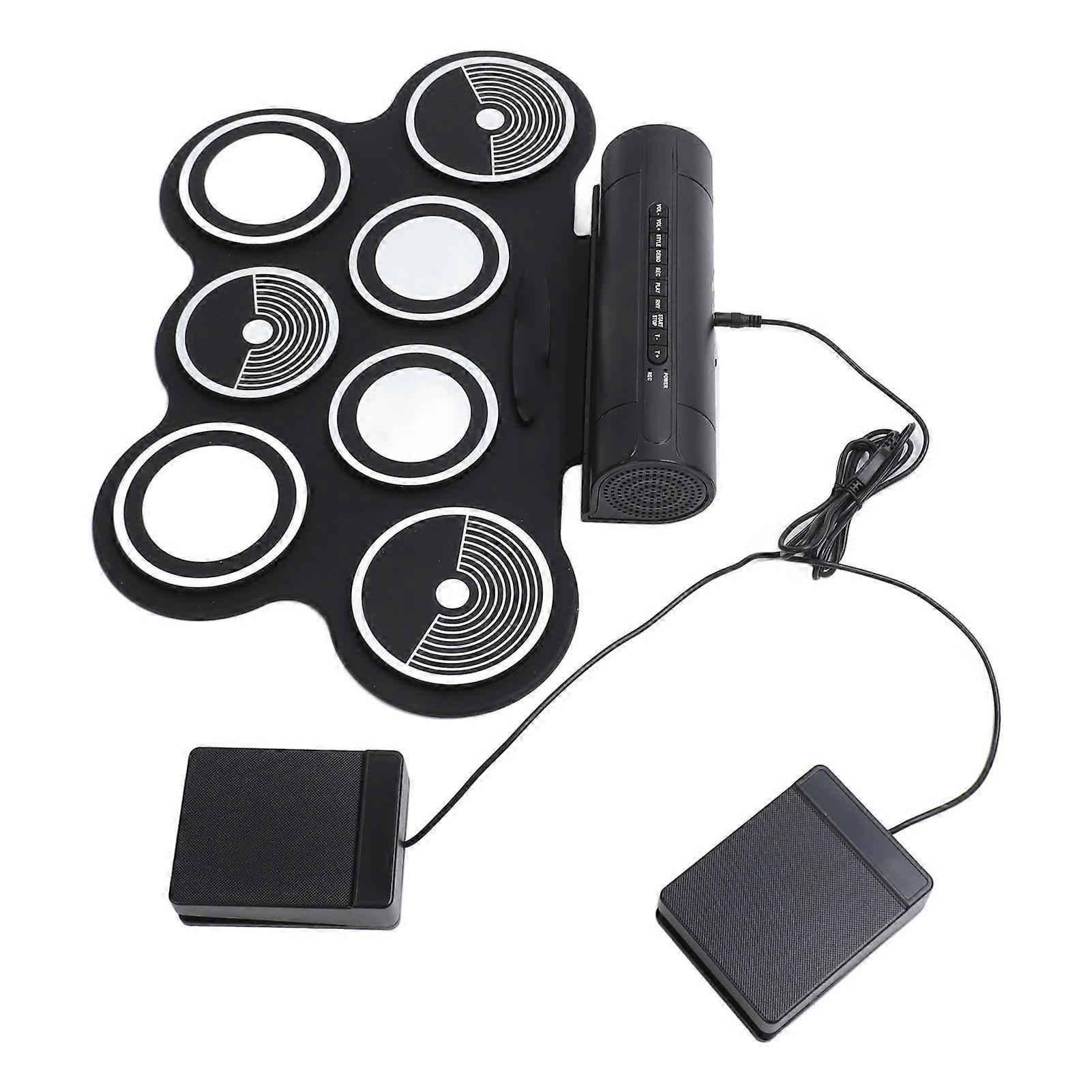 Electronic Drum Set with 7 Pads, 2 Speakers, MIDI & USB Power