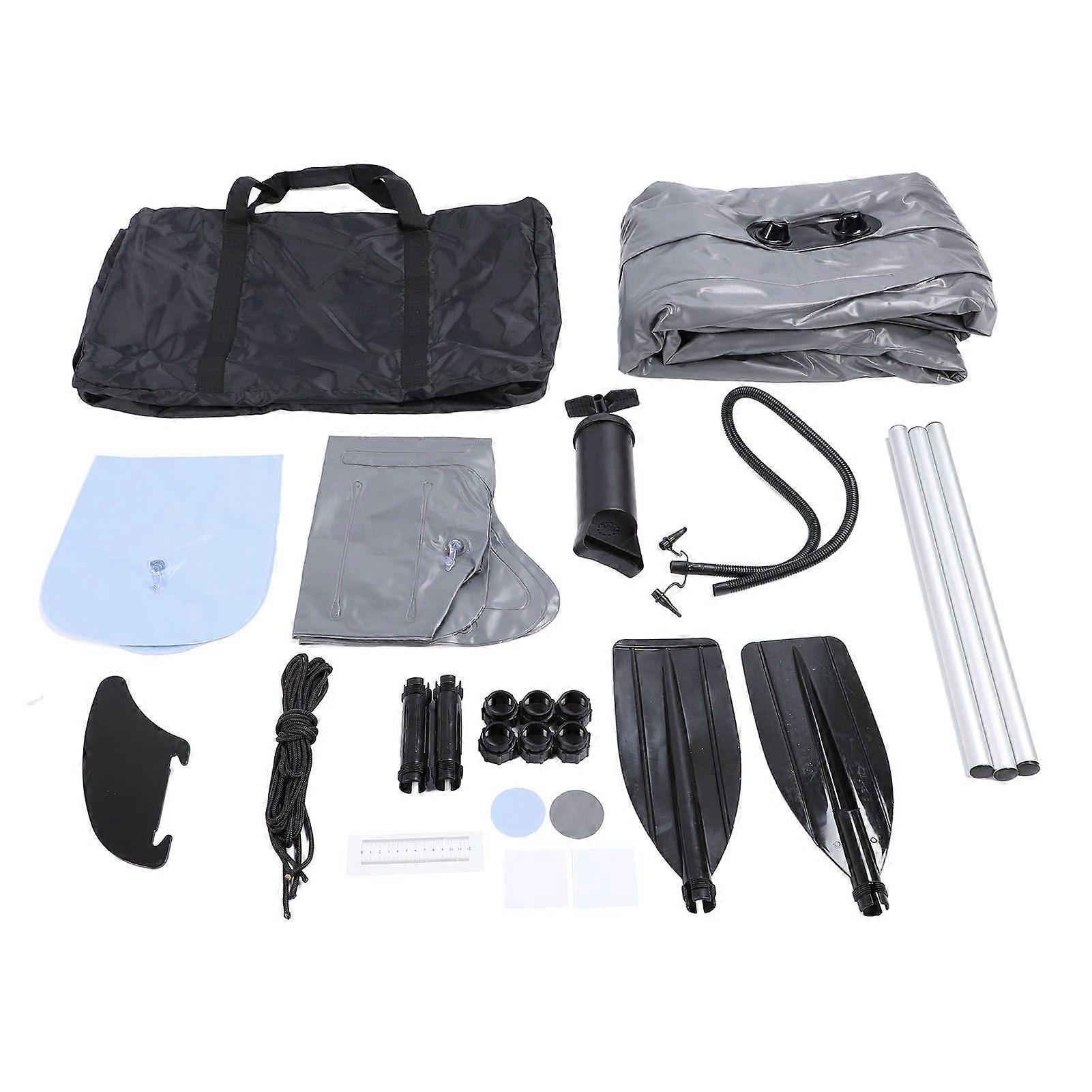 1 Person Inflatable Kayak Set PVC UV Proof Portable Blow Up Canoe Boat with Hand Pump Paddle Storage Bag for Fishing Blue