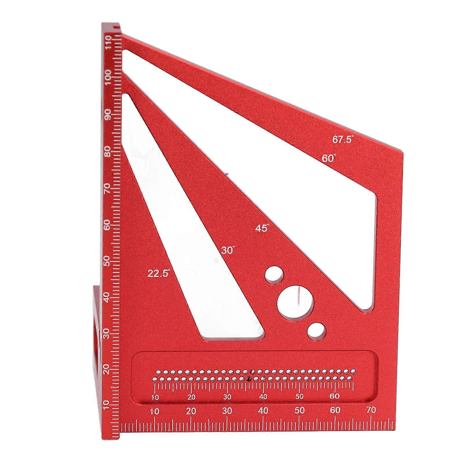 3D Multi Angle Measuring Ruler 22.5‑90° Red Aluminum Alloy