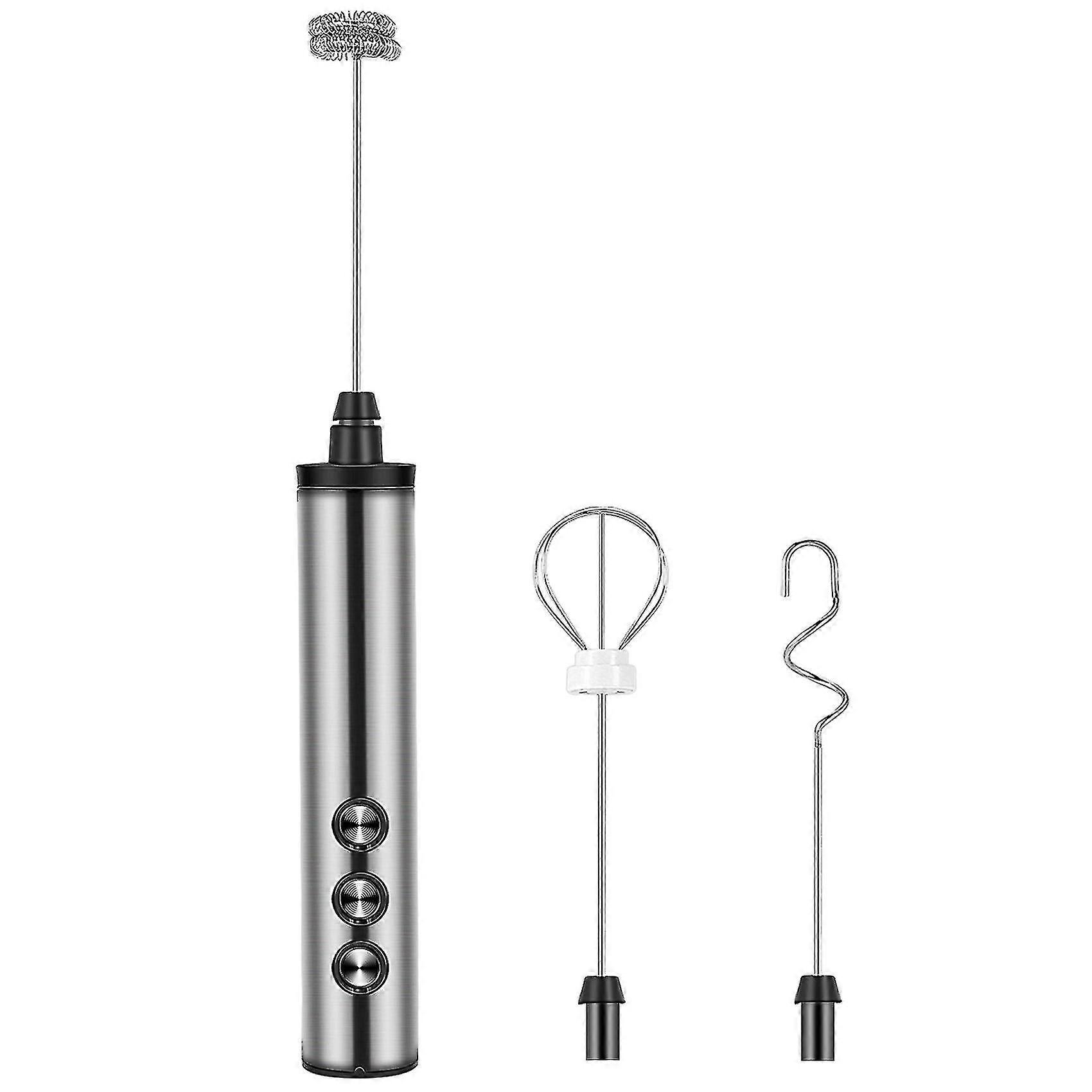 Coffee frother, three-speed with three mixing heads, 72-hour battery life and 20-second frothing