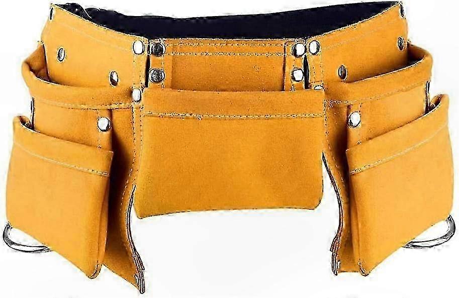 Kids Leather Crafting Belt with Tool Holder and Yellow Apron Bag for Art Projects