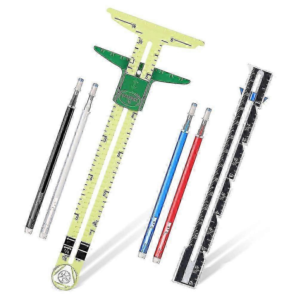 T-shaped 5-in-1 sliding sewing ruler measuring tool