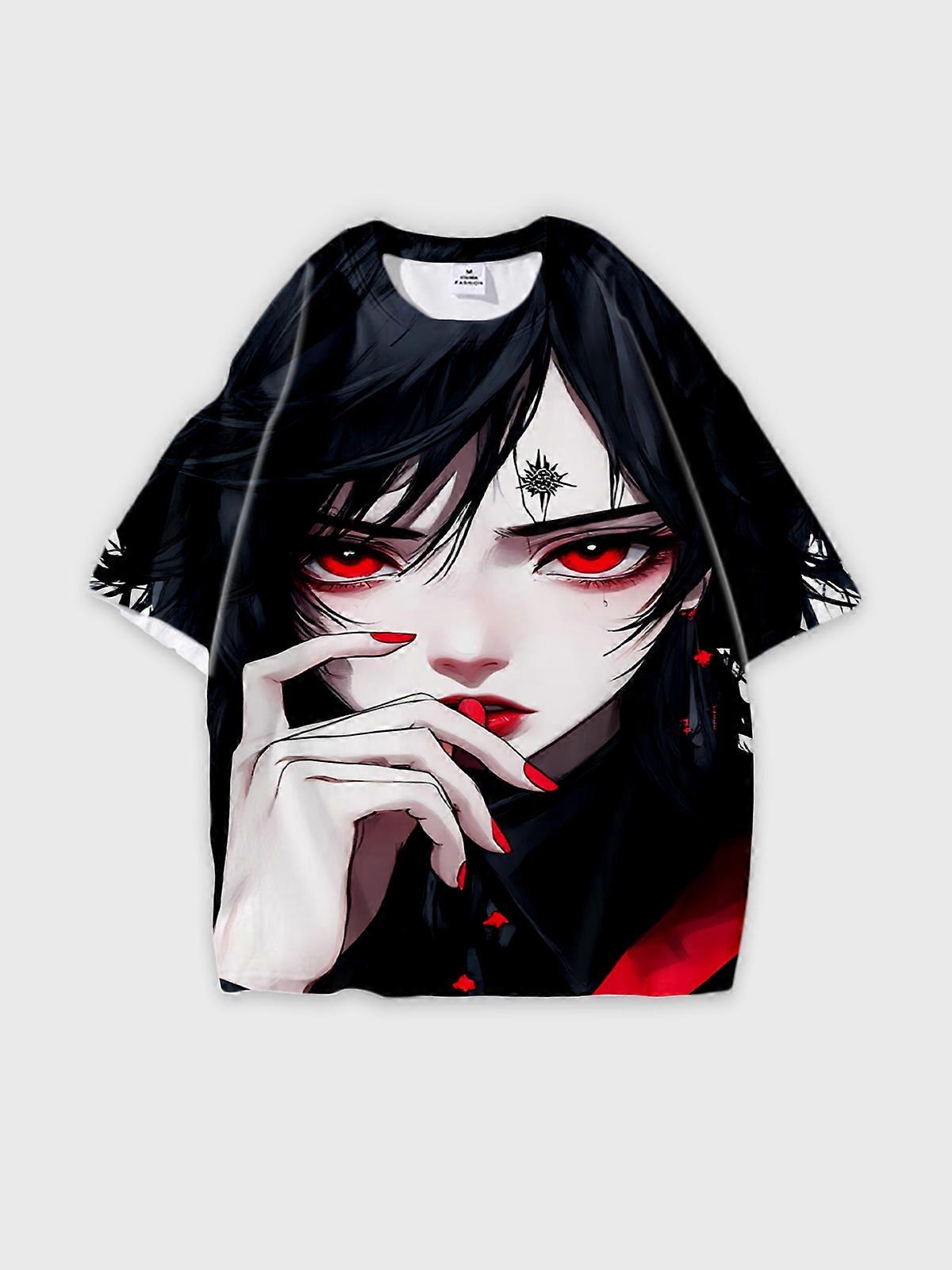 T-Shirt Round Neck, Loose Short Sleeve Pattern Graphic Tee, Unisex Summer Casual Top V2714