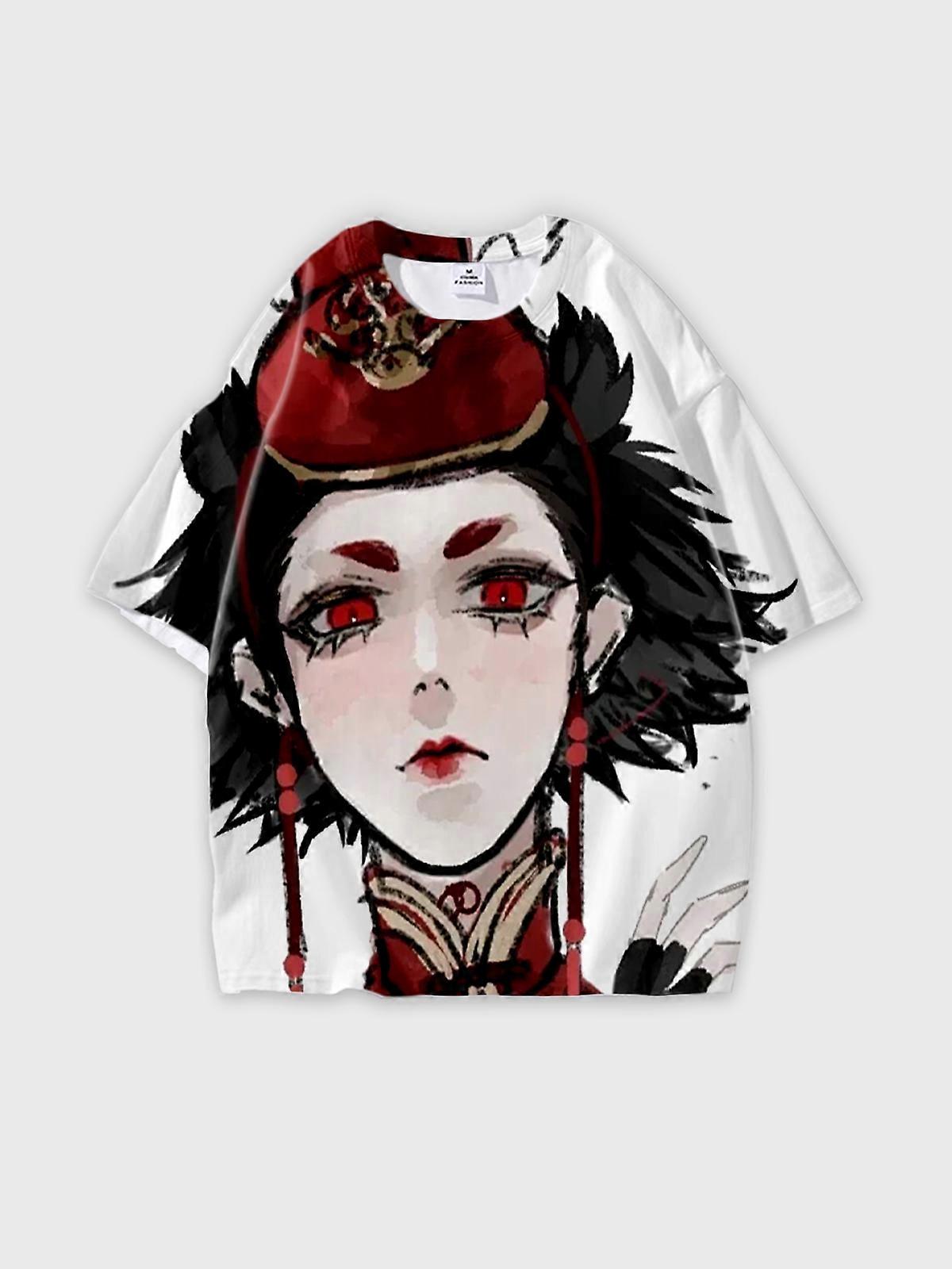 T-Shirt Round Neck, Loose Short Sleeve Pattern Graphic Tee, Unisex Summer Casual Top U1631