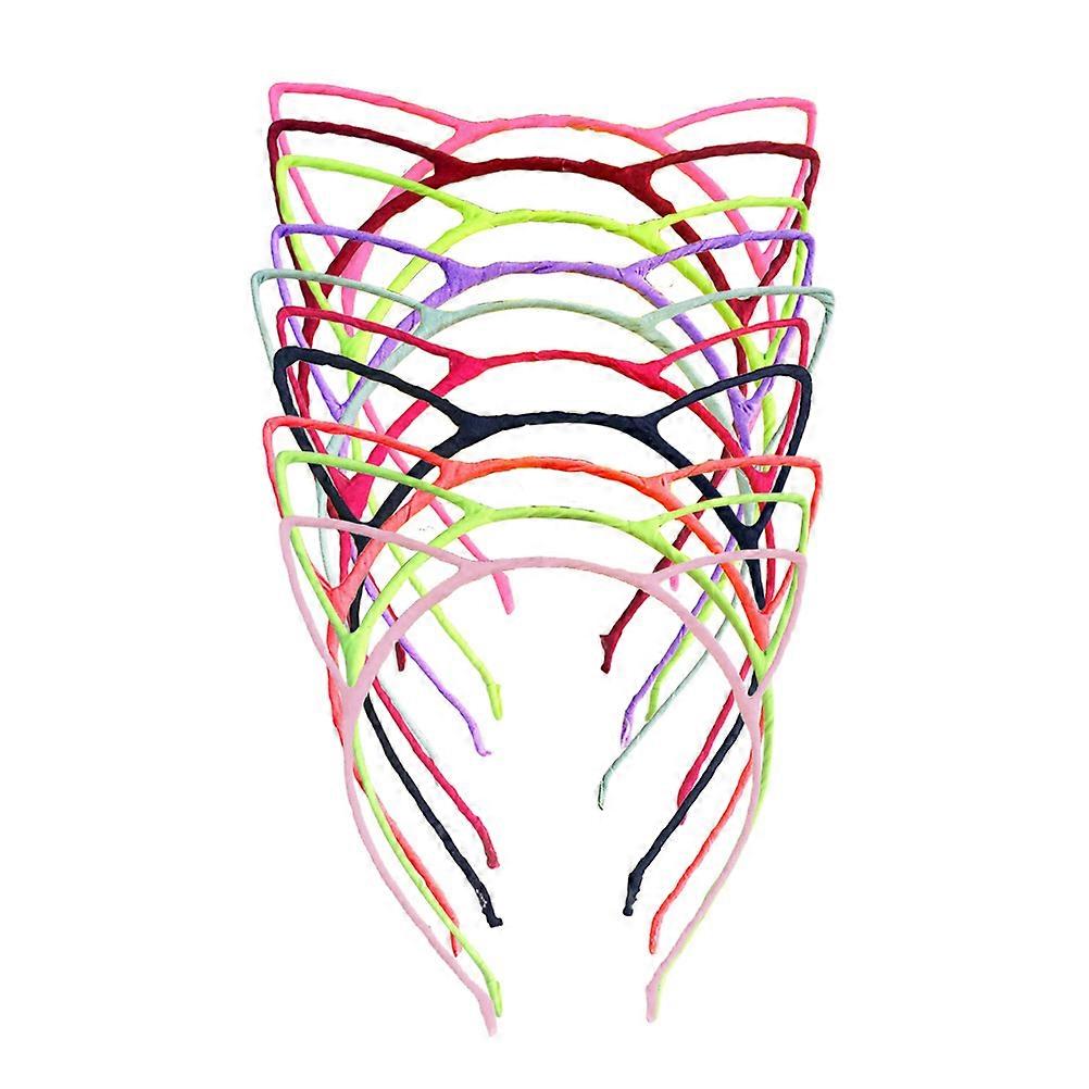 Adorable Cat Ear Headband for Girls with Metal Material and Assorted Colors 10 Pcs