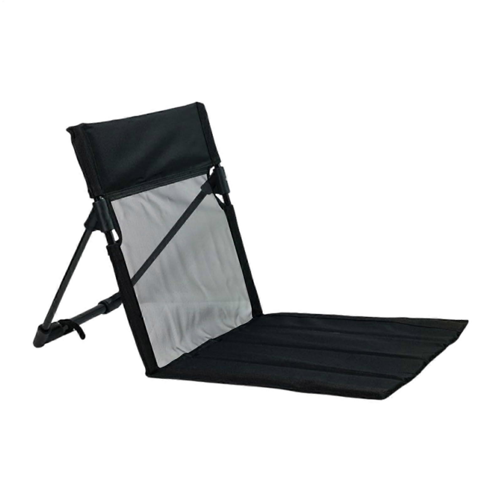 Foldable Chair Fishing Chair With Backrest Portable Floor Seat For RV Tailgating Black