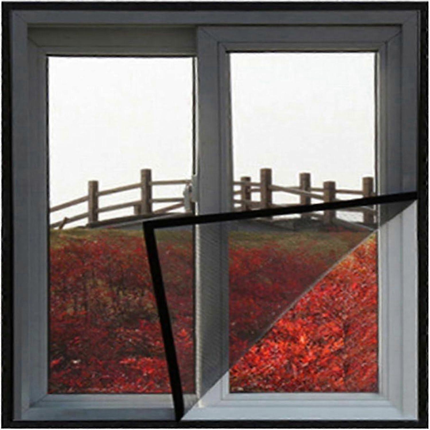 1pcs Self-Adhesive Mosquito Window Net, Reusable Window Screens, Mosquito Mesh Net for Windows, Doors, grey Net Black Edge,1.2*1.2m -HK908