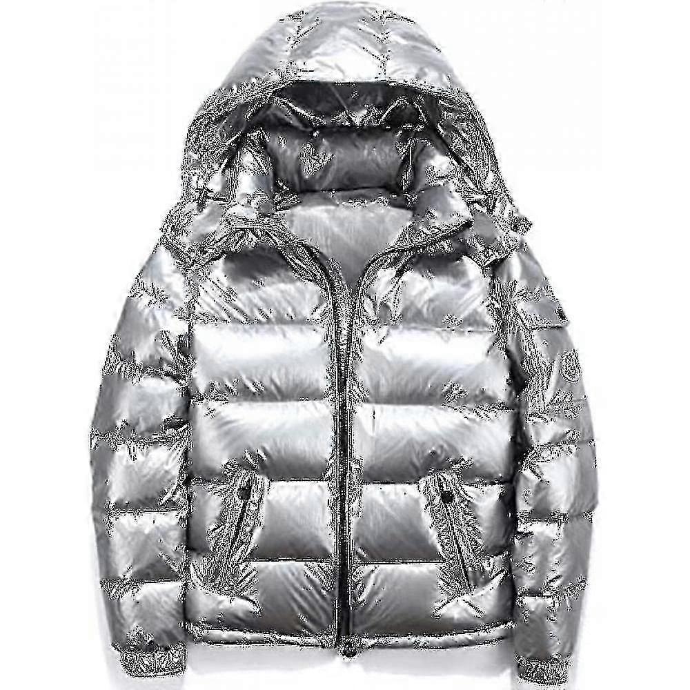 2025 Shiny Down Jacket Men's Winter Jacket Stand-up Tie Hood Down Jacket