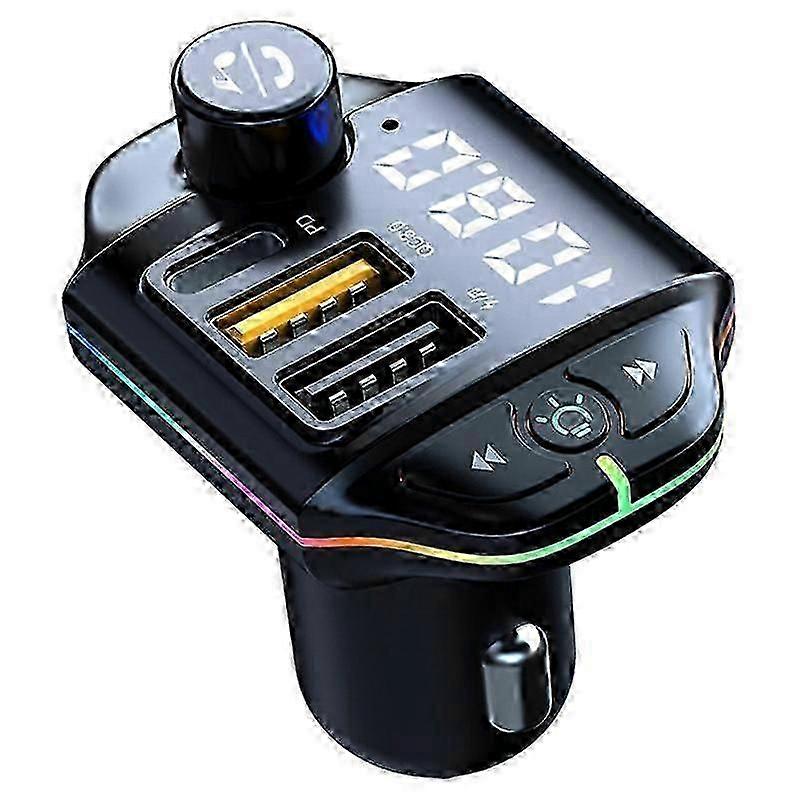 ZTB-A10 Bluetooth-compatible 5.0 FM Transmitter Hands-free Call Car MP3 Music Player Colorful Light