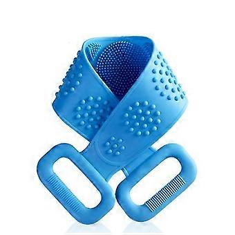 Body Cleaning Double Sided Back Scrubber Bath Shower Silicone Spa Brush Tool（Blue）