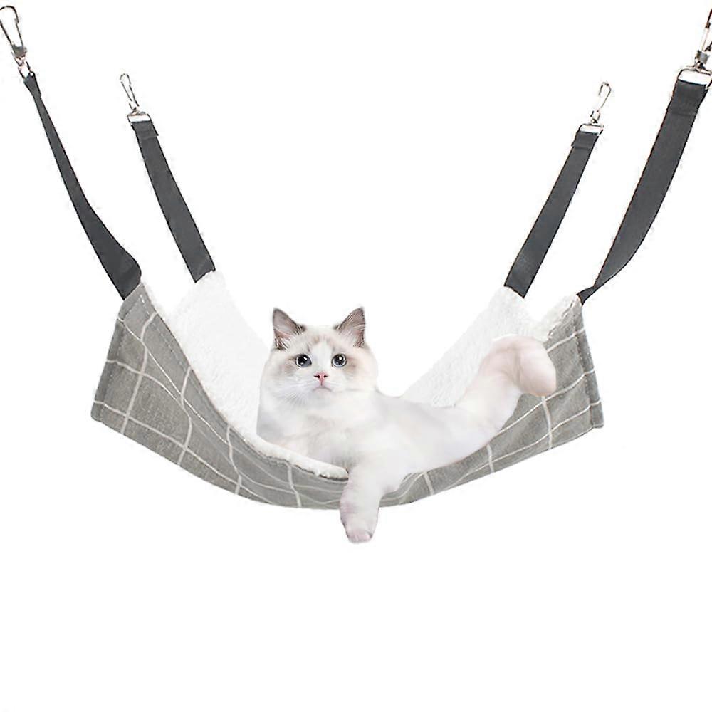Cat Hammock Bed Soft Plush Hanging Bed With Metal Clips For Small Pets