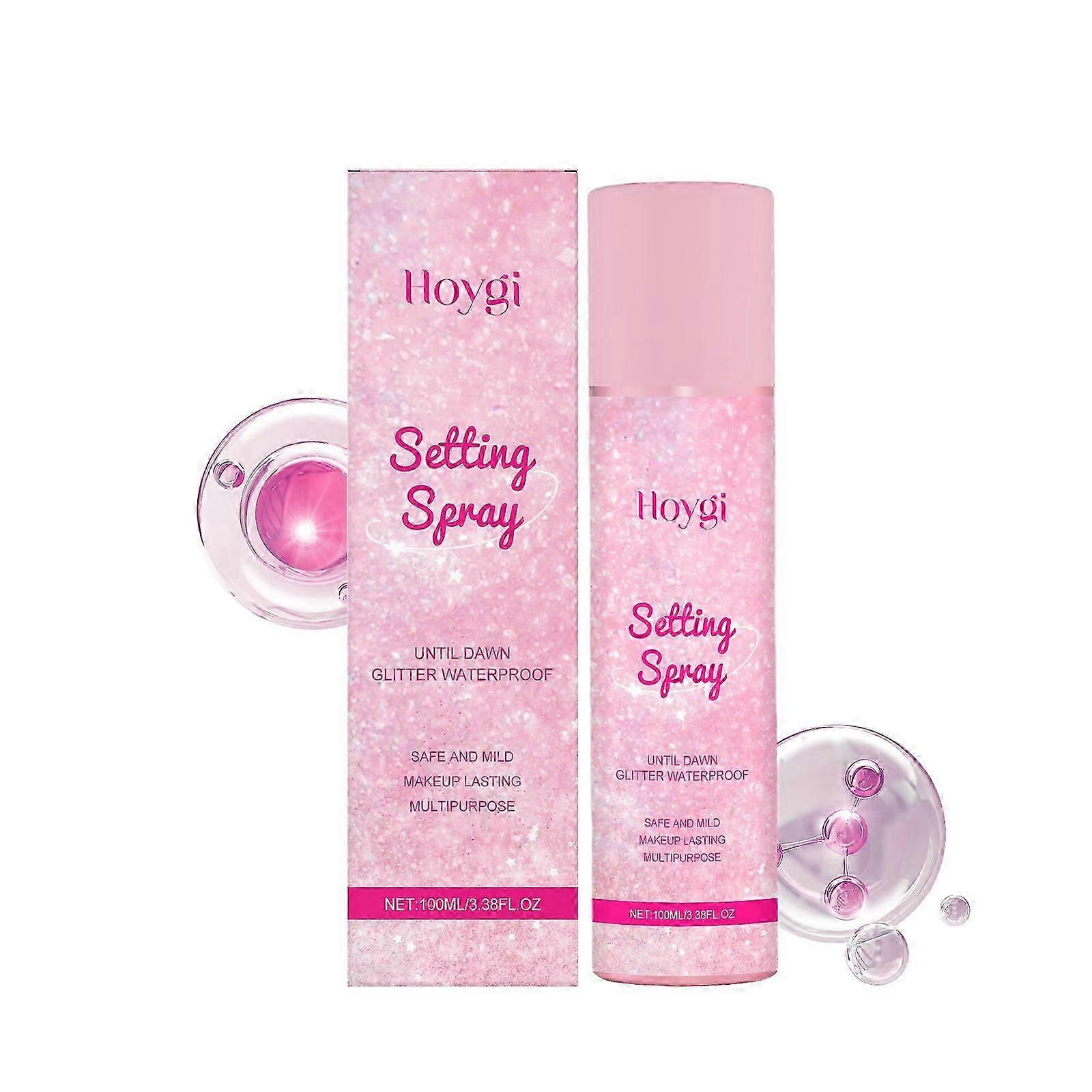 Glitter Setting Spray - مثبت مكياج طويل الأمد مع الميكا وحمض الهيالورونيك ، رذاذ منعش للتحكم في الزيت