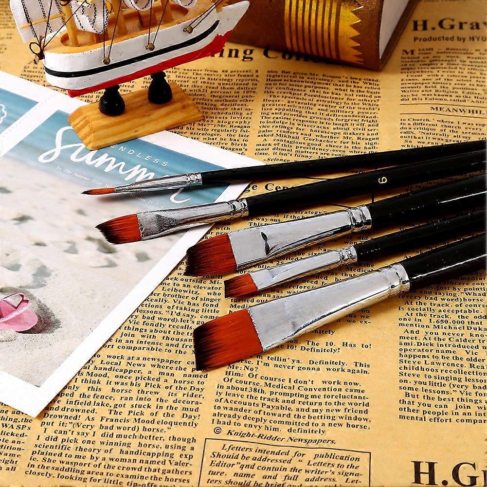 9 PCS Nylon Flat Tipped Paint Brushes Set, Sizes #0-16, Long Handle