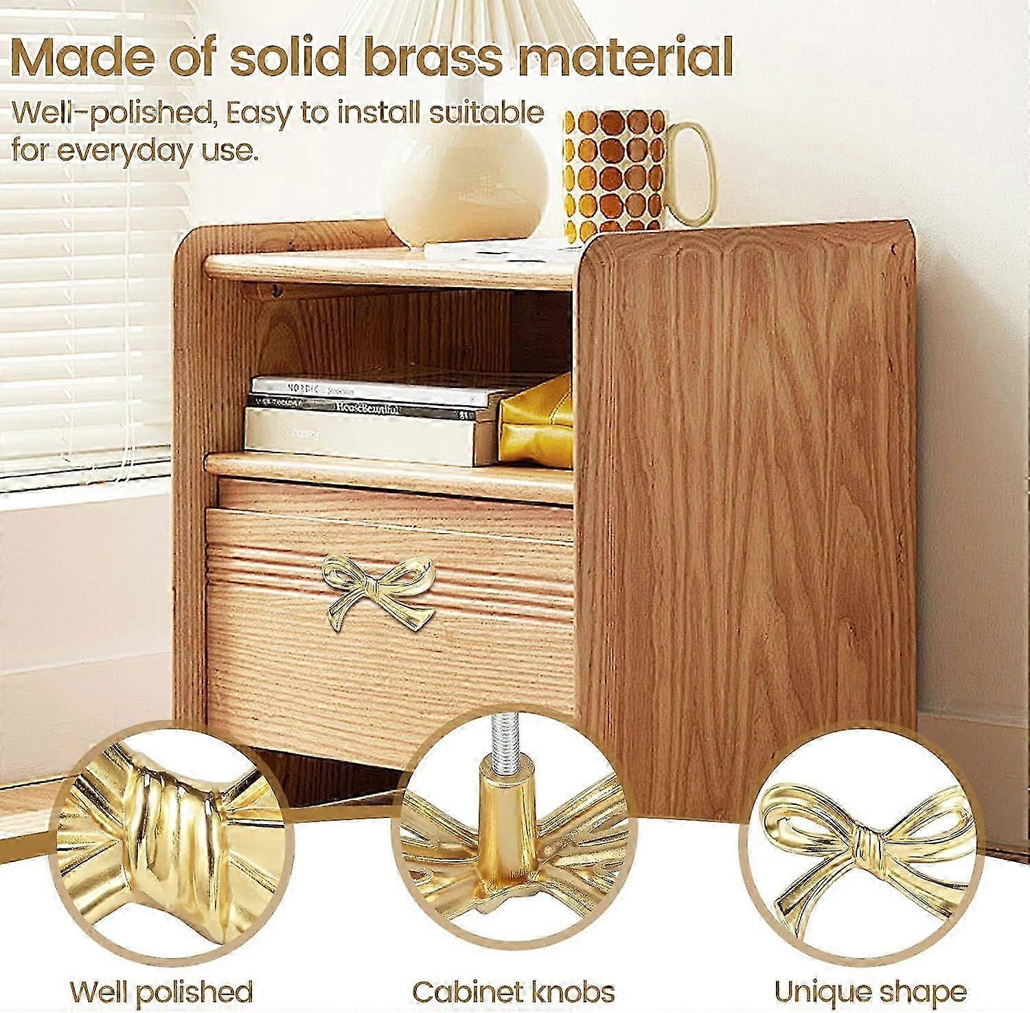 6 Pcs Bow Drawer Knobs, Solid Brass Bow Shape Cabinets Handle, Gold Drawer Pulls 2025