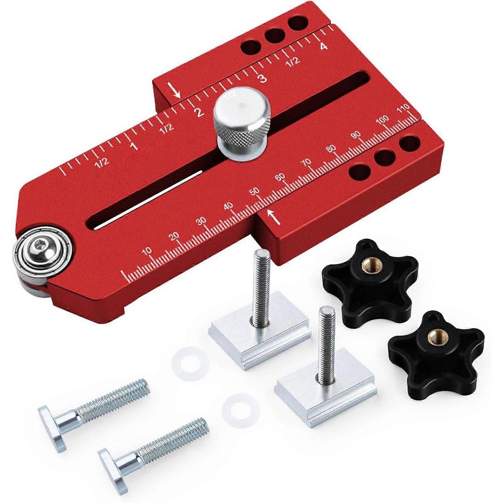 Extended Thin Ripping Jig Aluminum Alloy Metric Inch Woodworking Guide Jig for Table Saw Router Band Saw Miter T Tracks Red