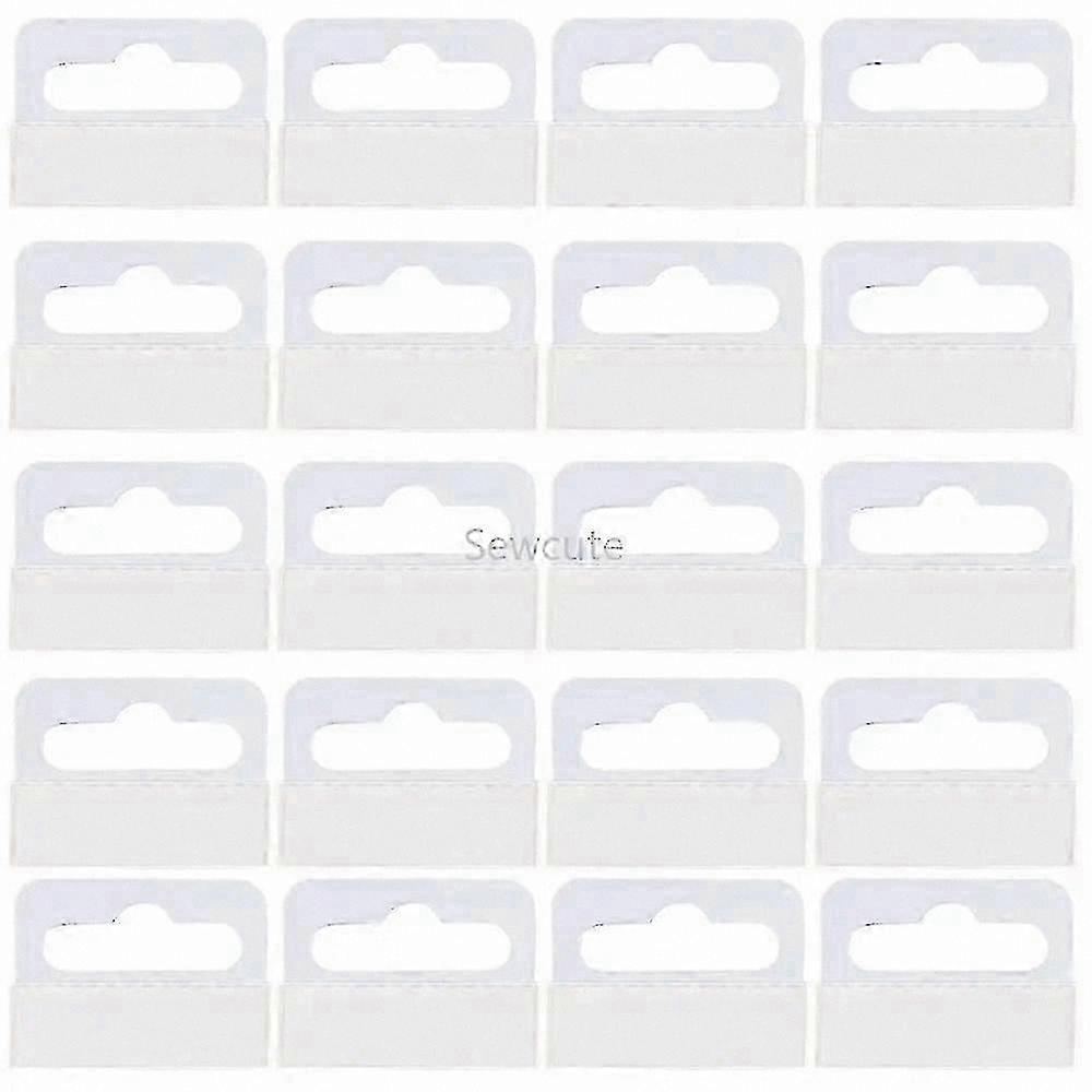 100pcs Transparent Adhesive Hanging Tabs with Large Round Hole for Display Hooks Plastic Foldable Tabs hwy