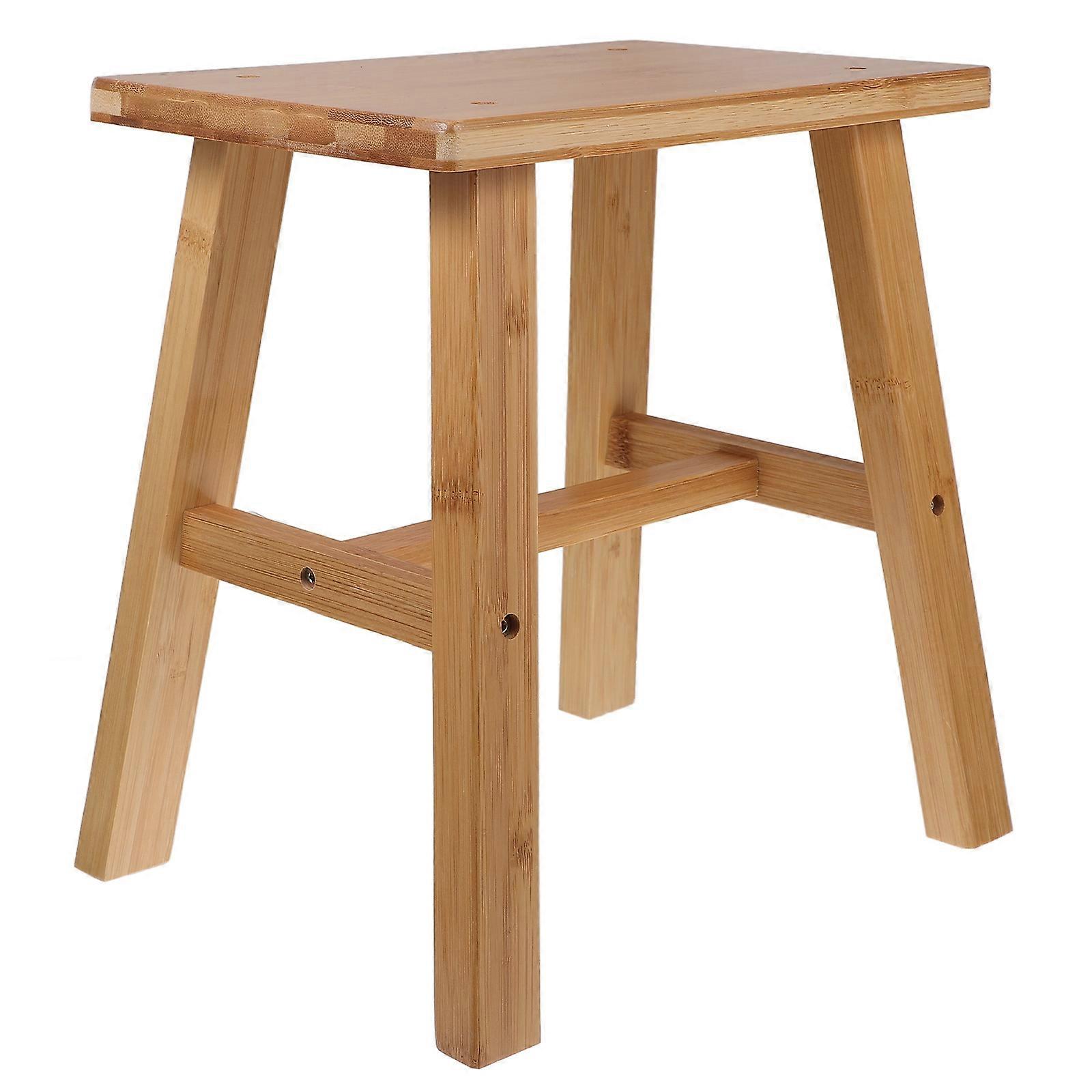 Light Brown Bamboo Shoe Changing Stool Wooden Step Stool for Adults