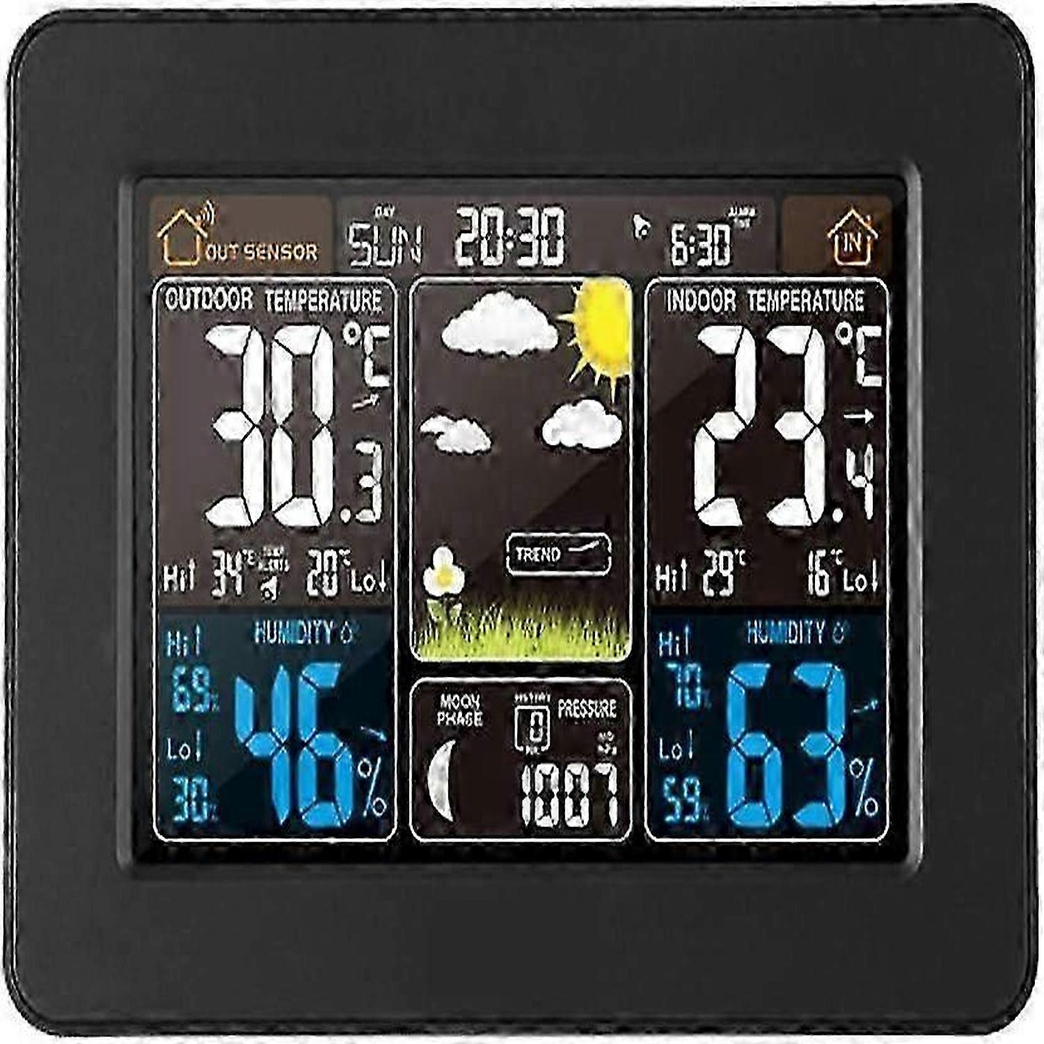 2025 Suitable Color Display Digital Weather Station with Temperature/Humidity Alarm/Barometer/Calendar/Multi
