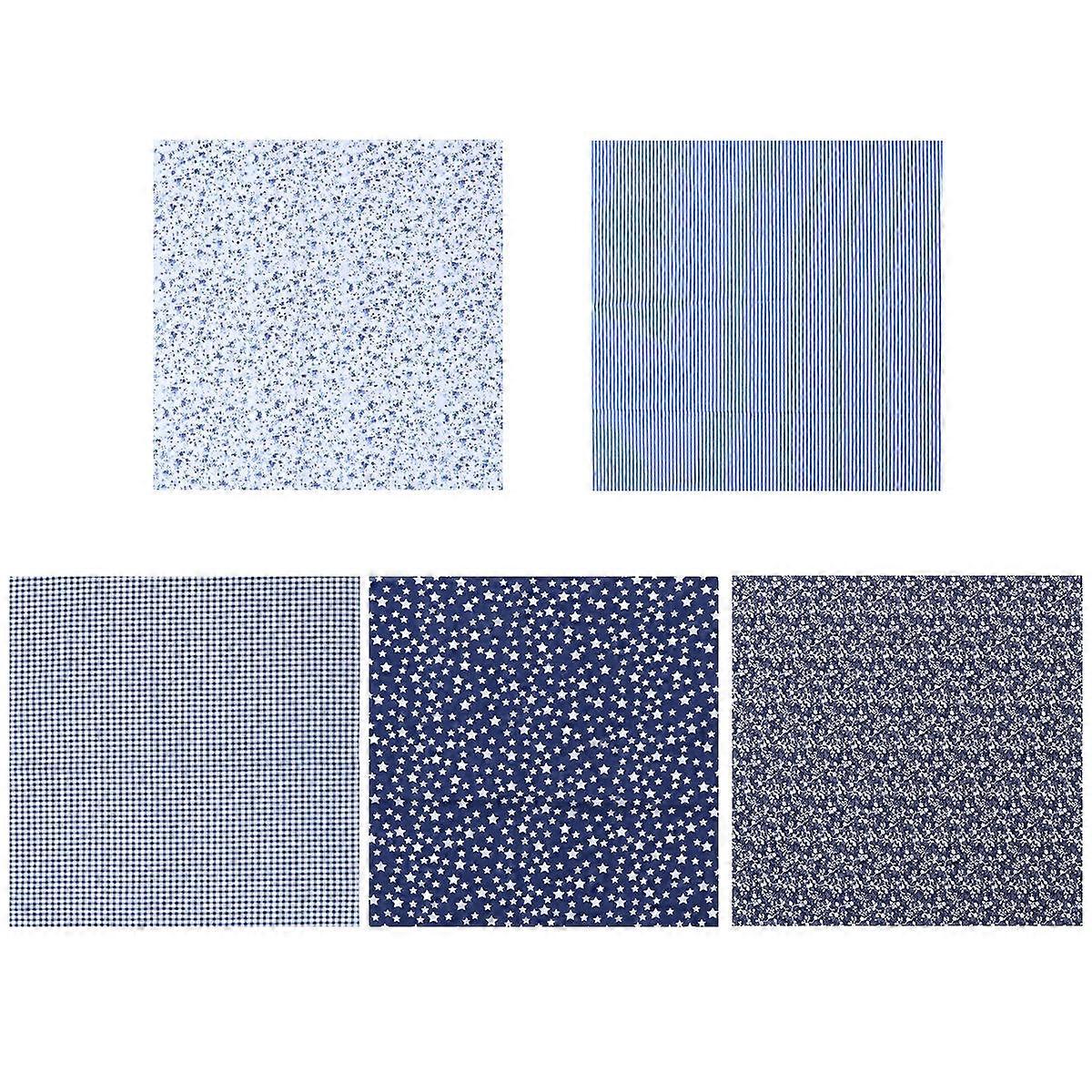 Printing Cloth Sewing Fabric for DIY Use 5Pcs Dark Blue Patchwork Fabric