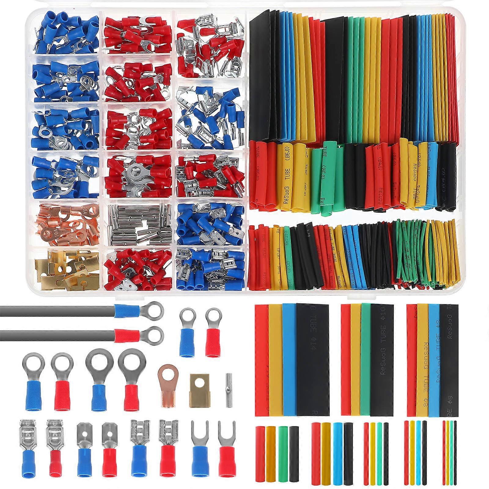 Automotive Wire Connectors Heat Shrink Terminal Kit Automobiles Equipment Assorted Color Tin-Plated Copper Wiring Prevention 1 Set