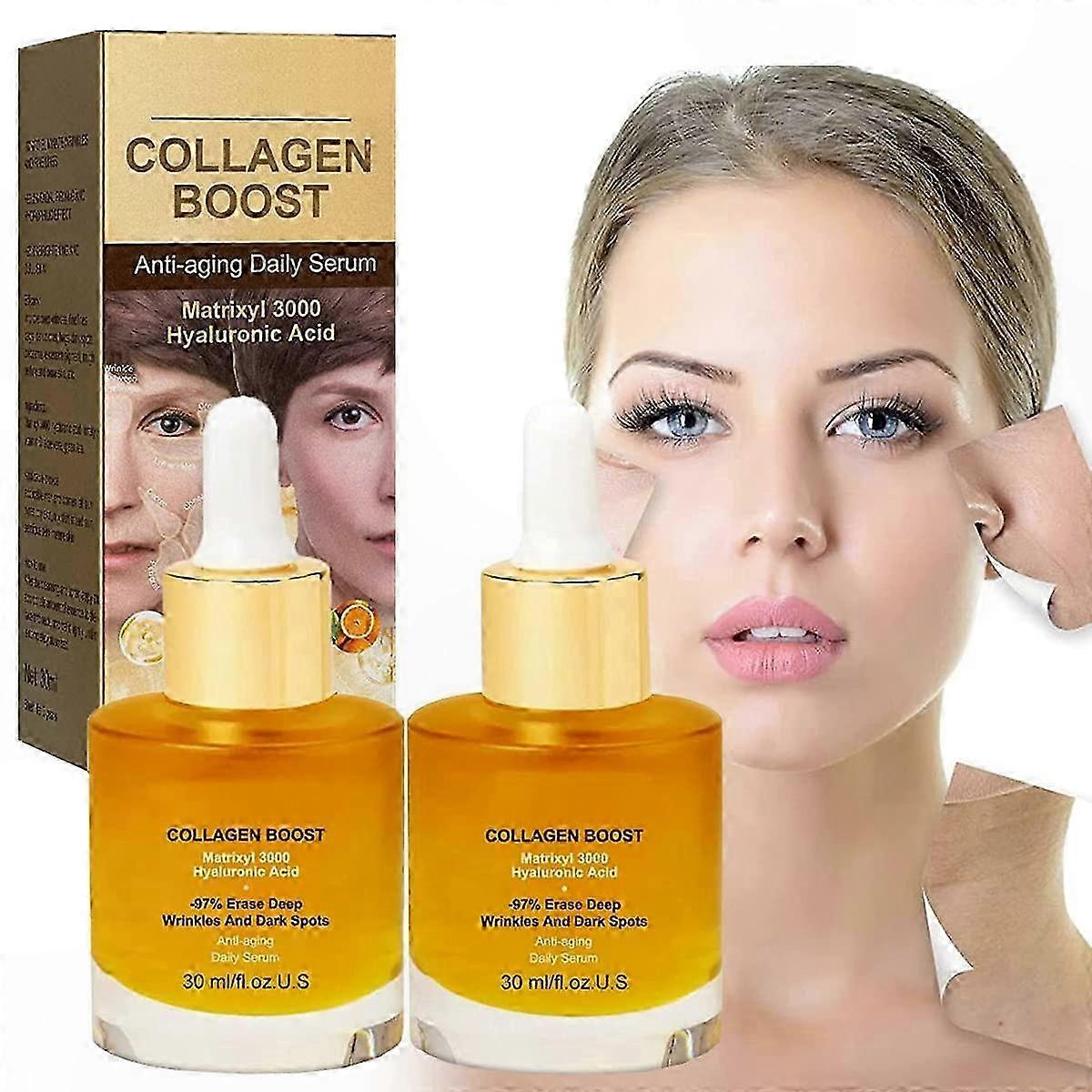 2-Pack Anti-Aging Collagen Serum for Wrinkle Reduction & Skin Firming, All Skin Types-Compatible Solution
