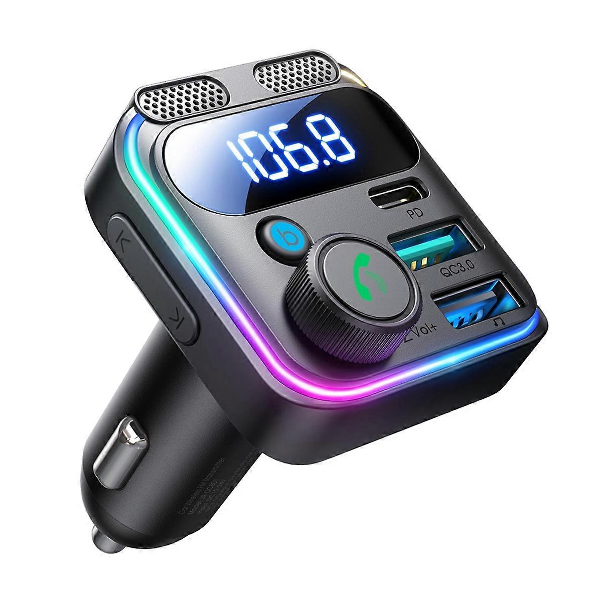 FM Transmitter Dual Mics&HiFi Bluetooth 5.3 Car Charger