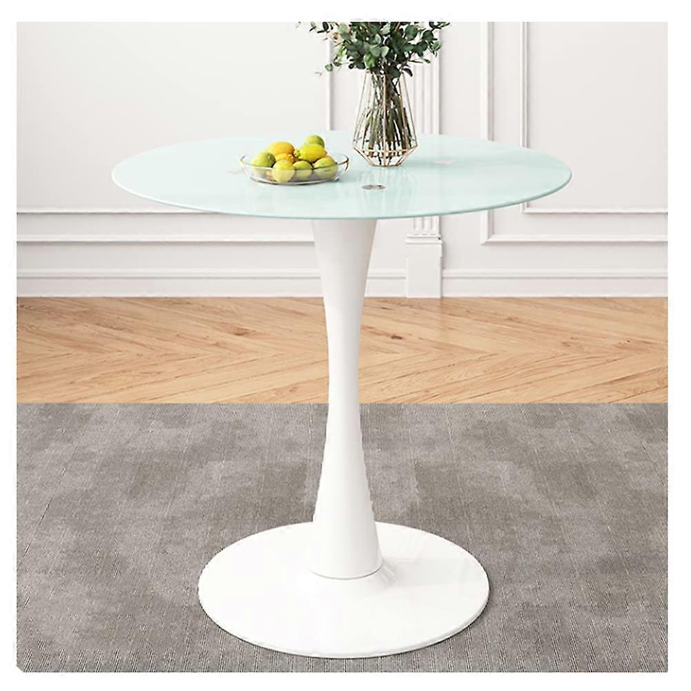 Pedestal Dining Table Round Modern Style Leisure Furniture For Small Spaces, 28Inch Diameter, Matte Black Finish