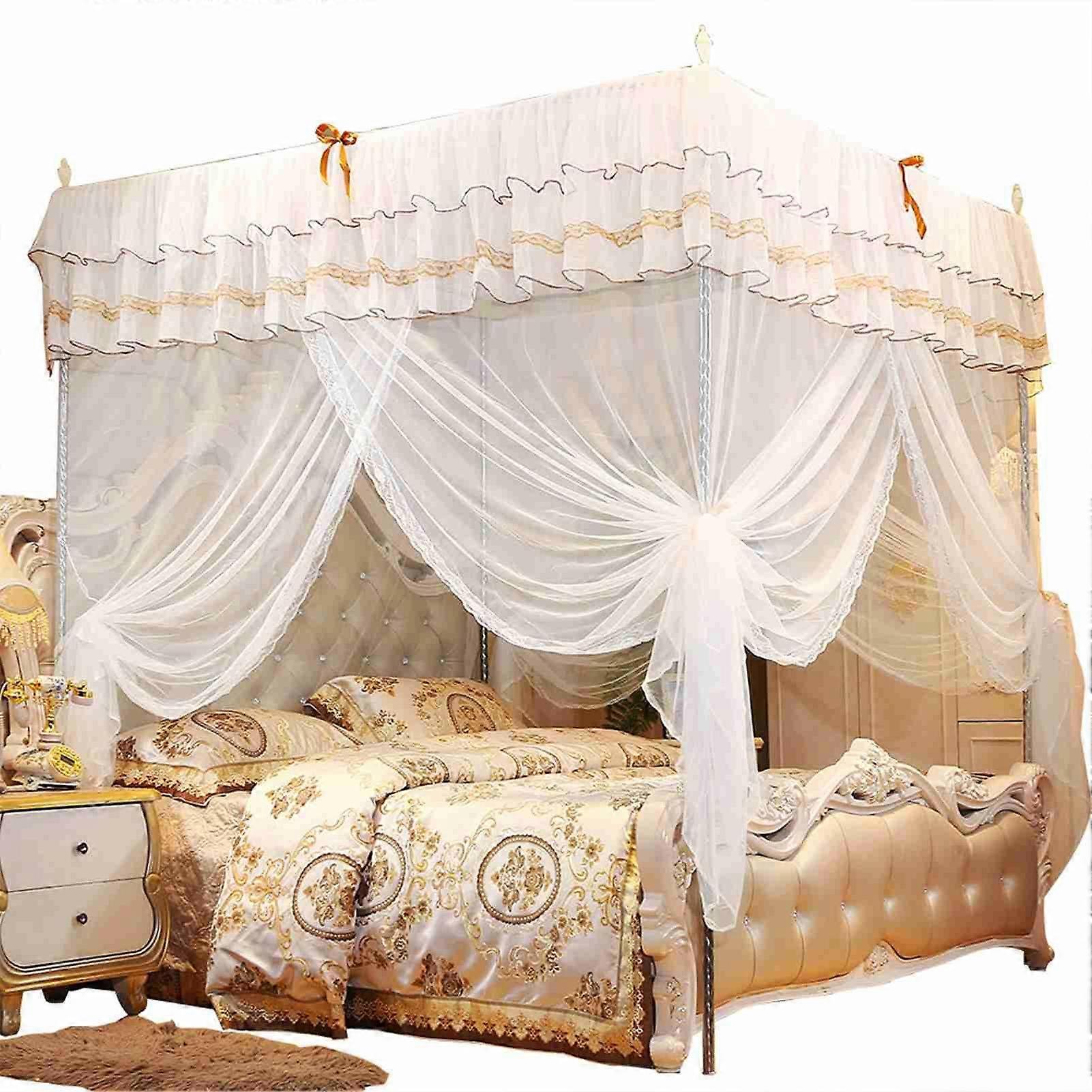 Luxury Princess Four Corner Post Bed Curtain Canopy Netting Mosquito Net Bedding (L)